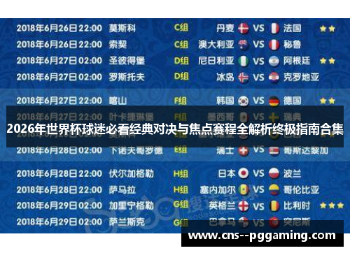 2026年世界杯球迷必看经典对决与焦点赛程全解析终极指南合集